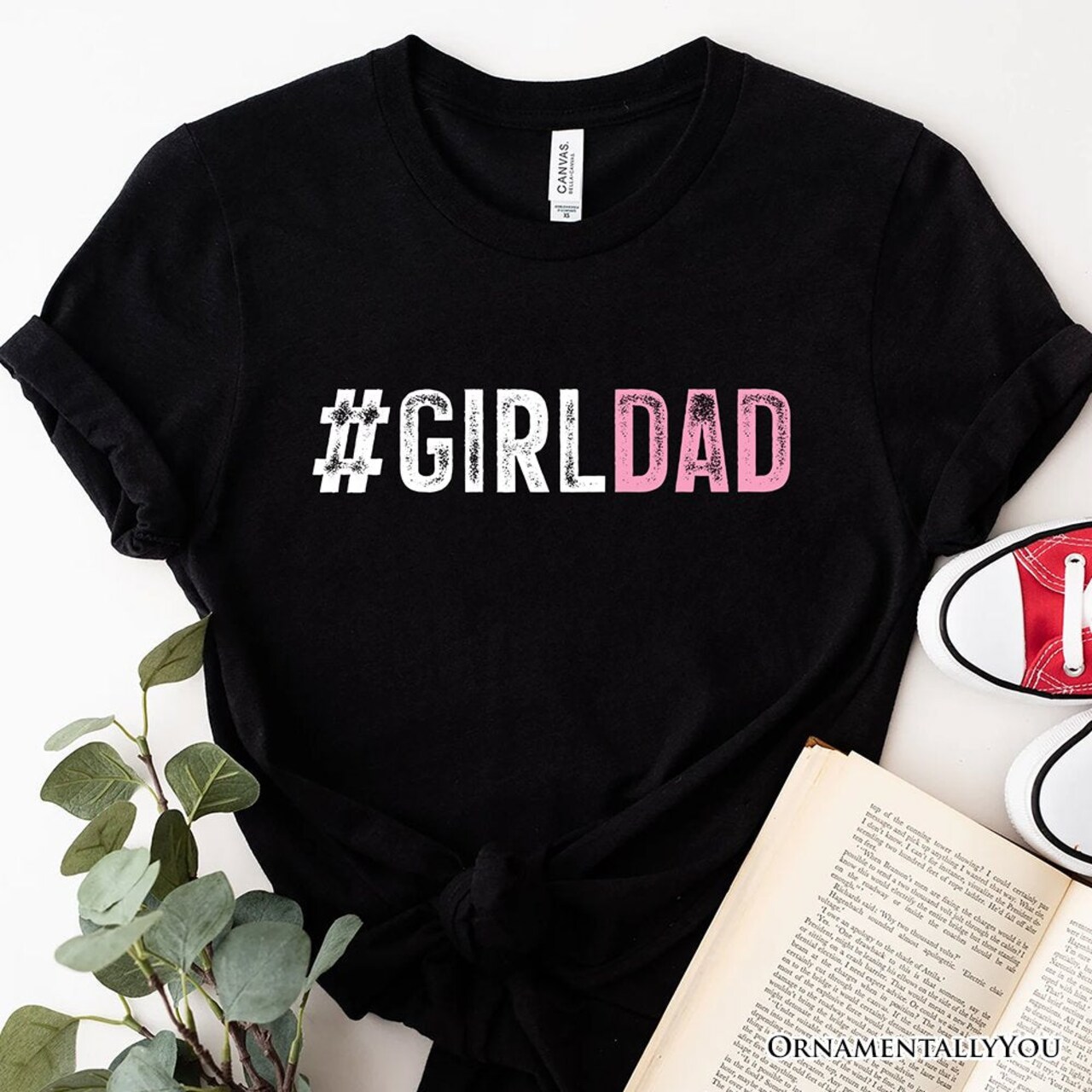 Hashtag Girl Dad T-Shirt, Black Minimalist Tee for Proud Daughter's Father